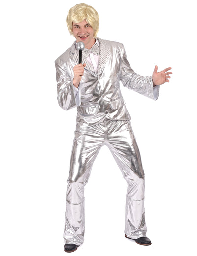 Disfraz Disco plateado brillante hombre