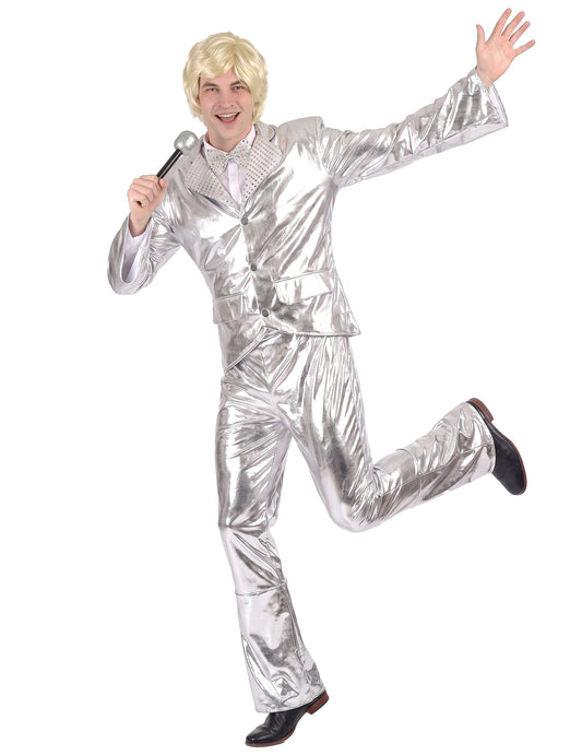 Disfraz Disco plateado brillante hombre