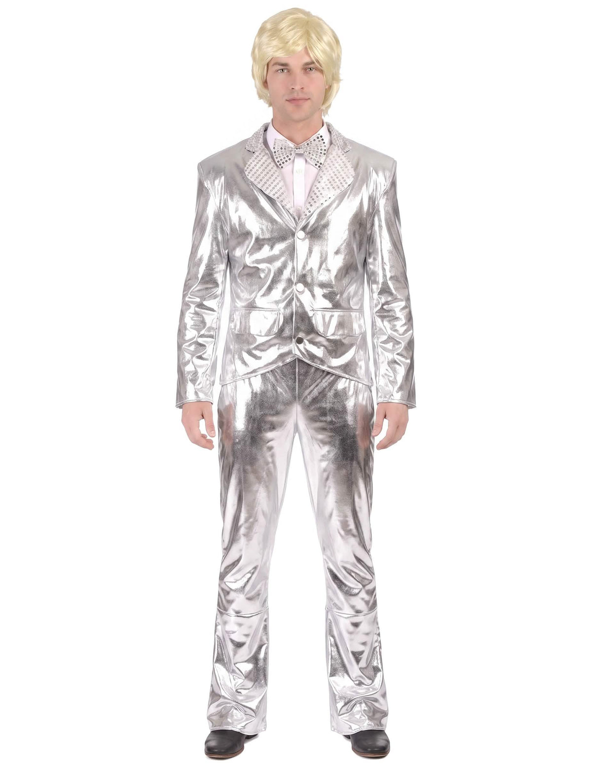 Disfraz Disco plateado brillante hombre