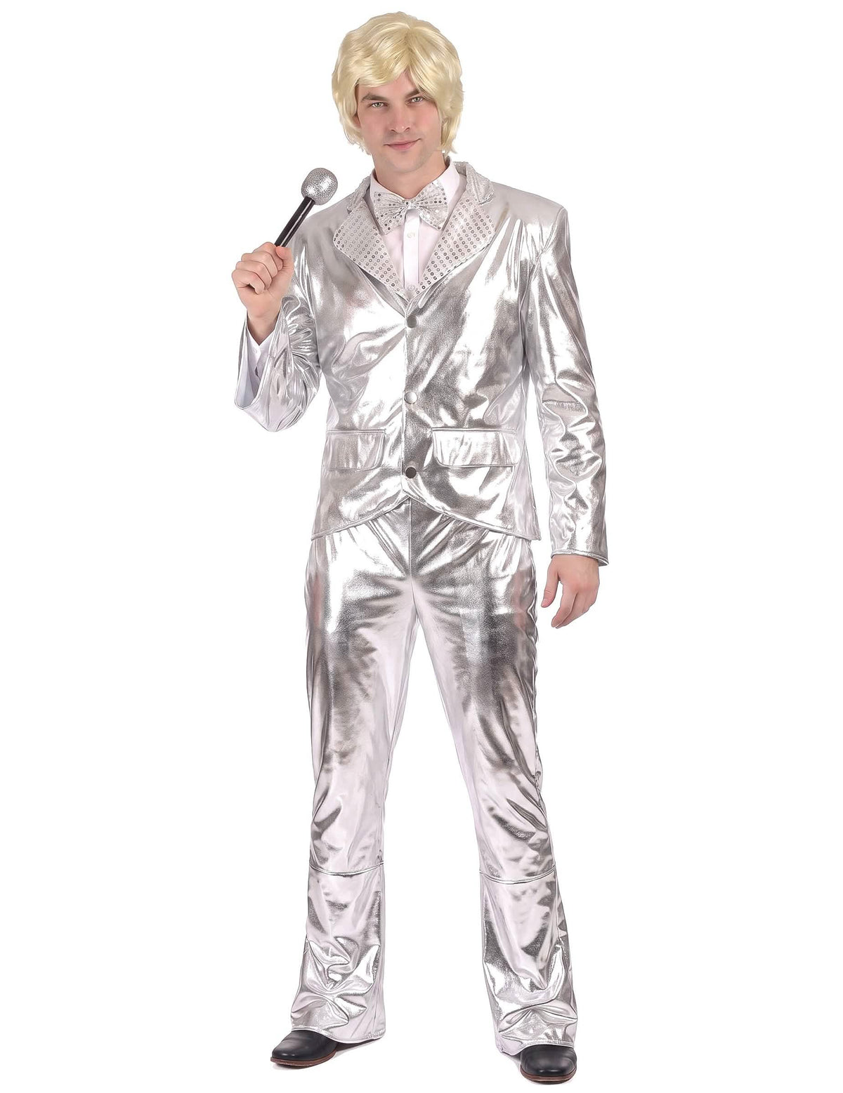 Disfraz Disco plateado brillante hombre