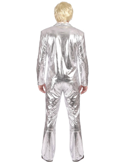 Disfraz Disco plateado brillante hombre