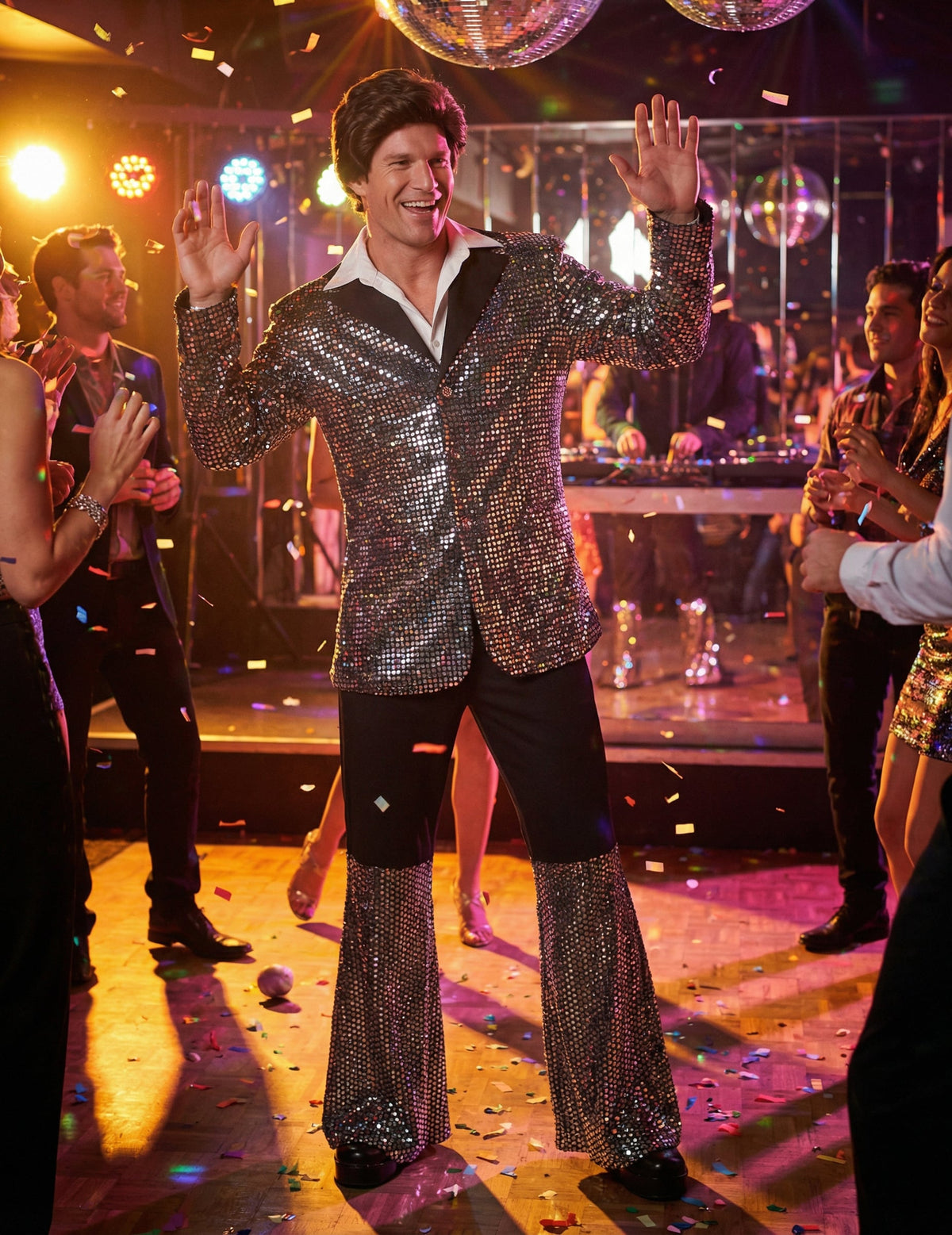 Ambiance festive du déguisement disco pour homme