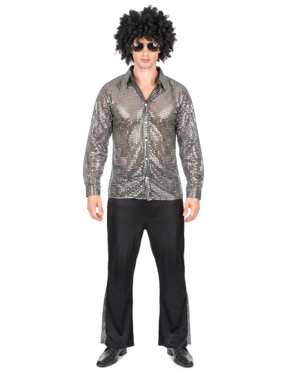Disfraz disco plateado hombre