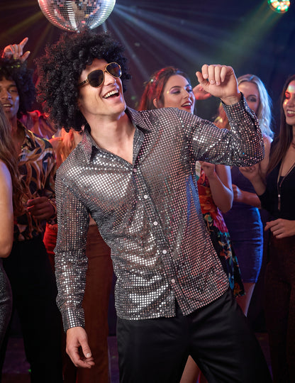 Disfraz disco plateado hombre