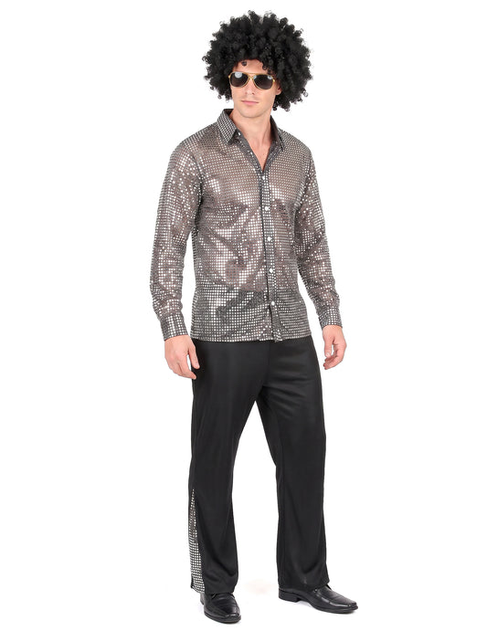 Disfraz disco plateado hombre