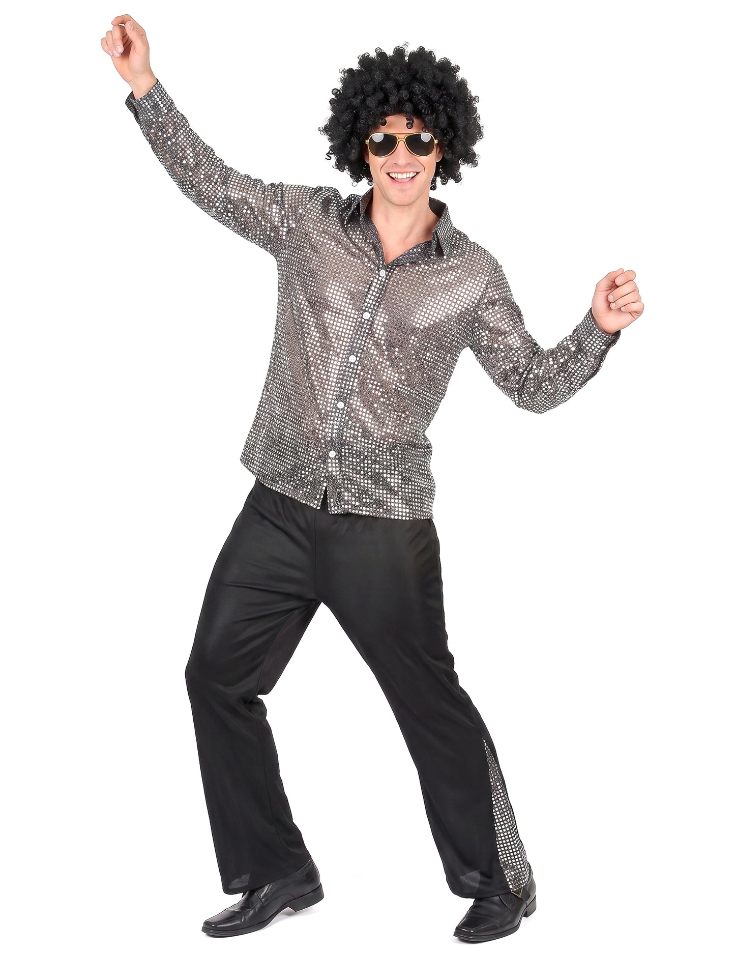 Disfraz disco plateado hombre