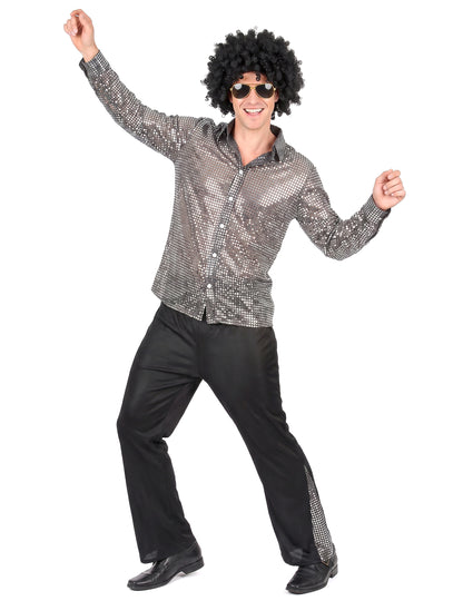 Disfraz disco plateado hombre