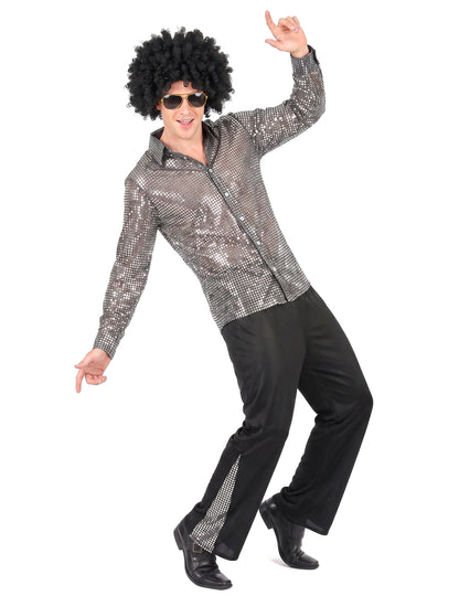 Disfraz disco plateado hombre