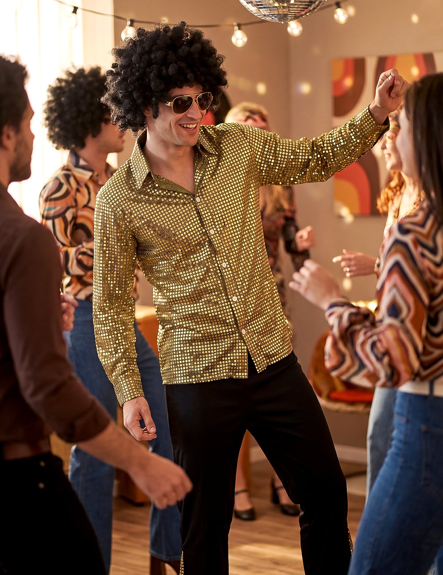 Disfraz de disco dorado para hombre