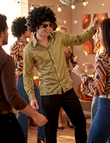 Disfraz de disco dorado para hombre