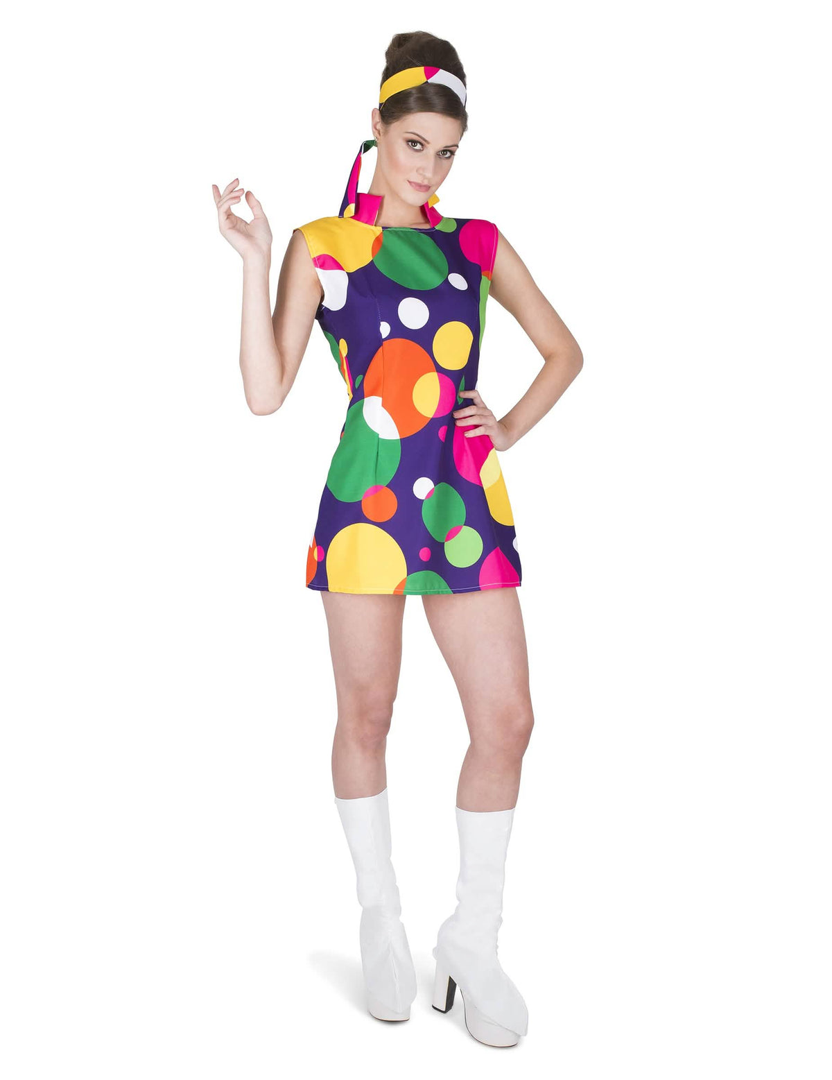 Disfraz disco pop para mujer multicolor a lunares