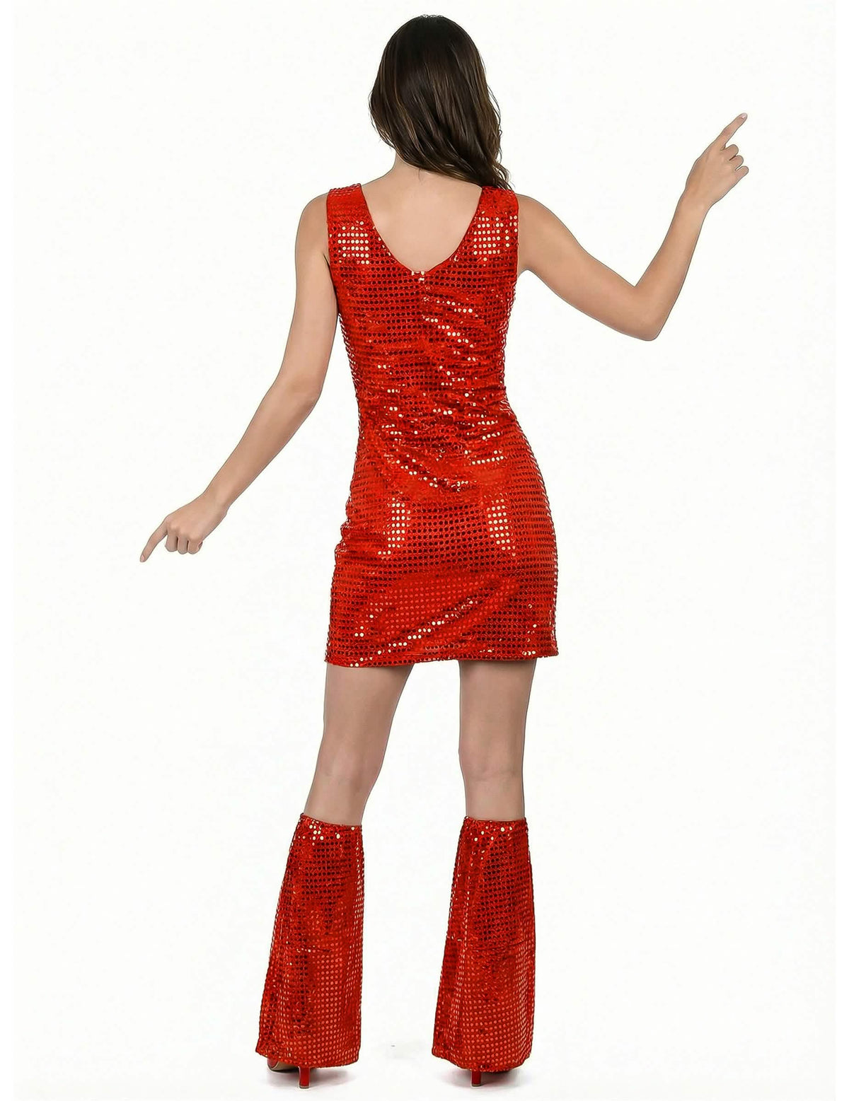 Déguisement disco pour femme rouge à sequins