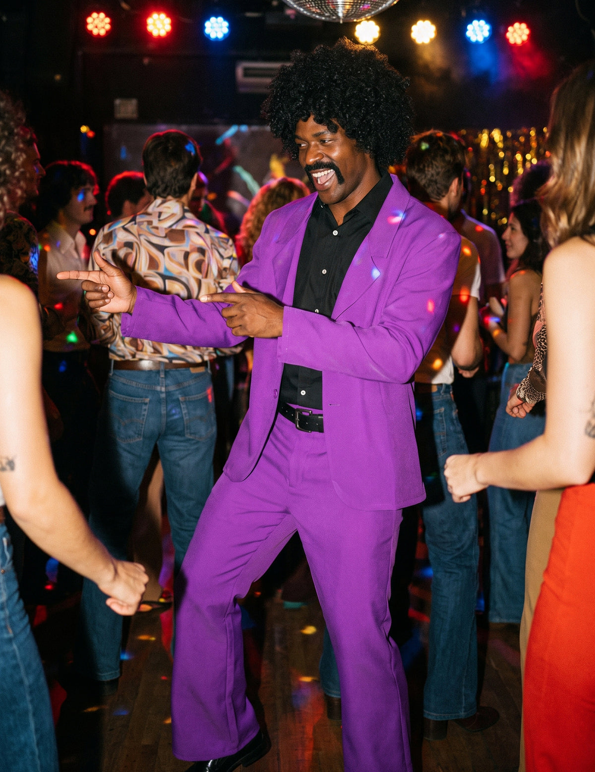 Disfraz violeta disco adulto