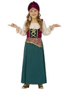Déguisement diseuse de bonne aventure pour fille vert et bordeaux avec coiffe