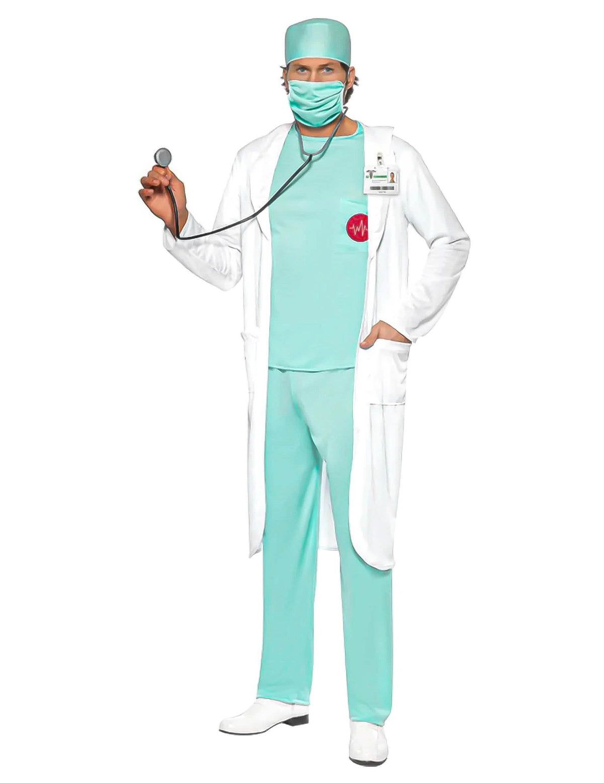 Vista frontal del disfraz de doctor para hombre