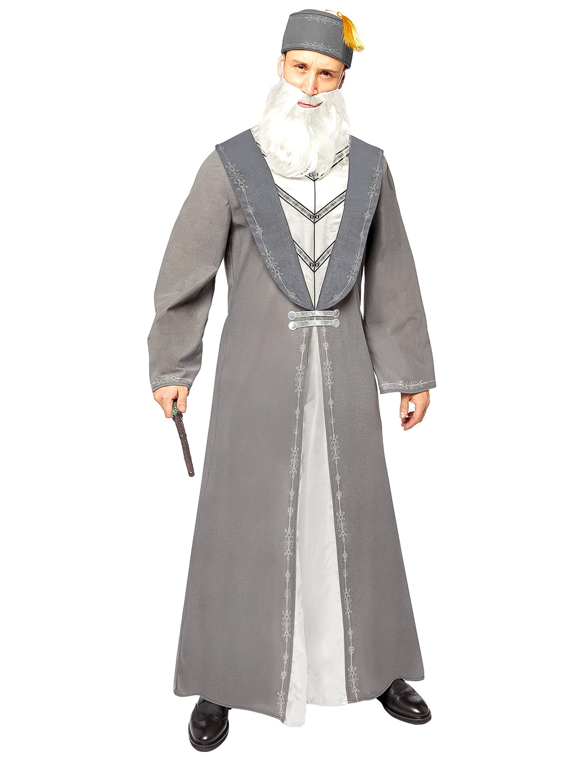 Déguisement Dumbledore - Harry Potter™ pour adulte gris et blanc avec chapeau et barbe