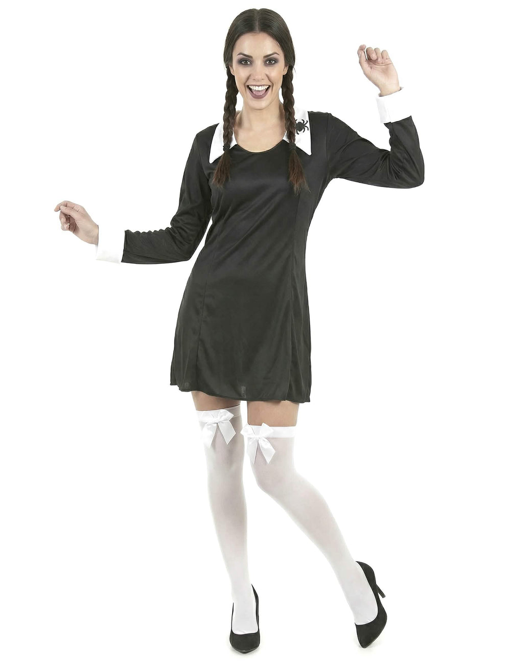 Vista frontal del disfraz de colegiala halloween para mujer