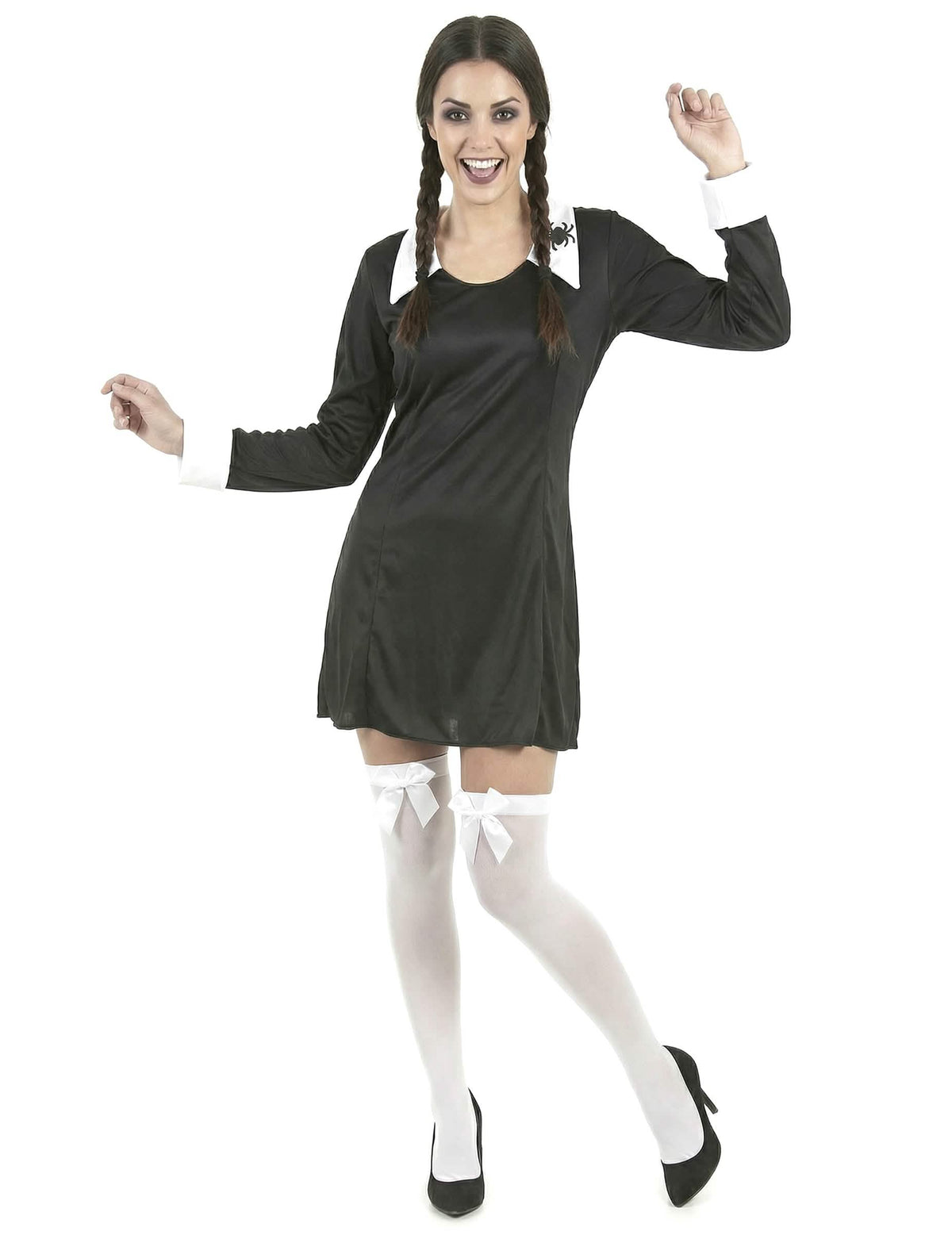 Vista frontal del disfraz de colegiala halloween para mujer