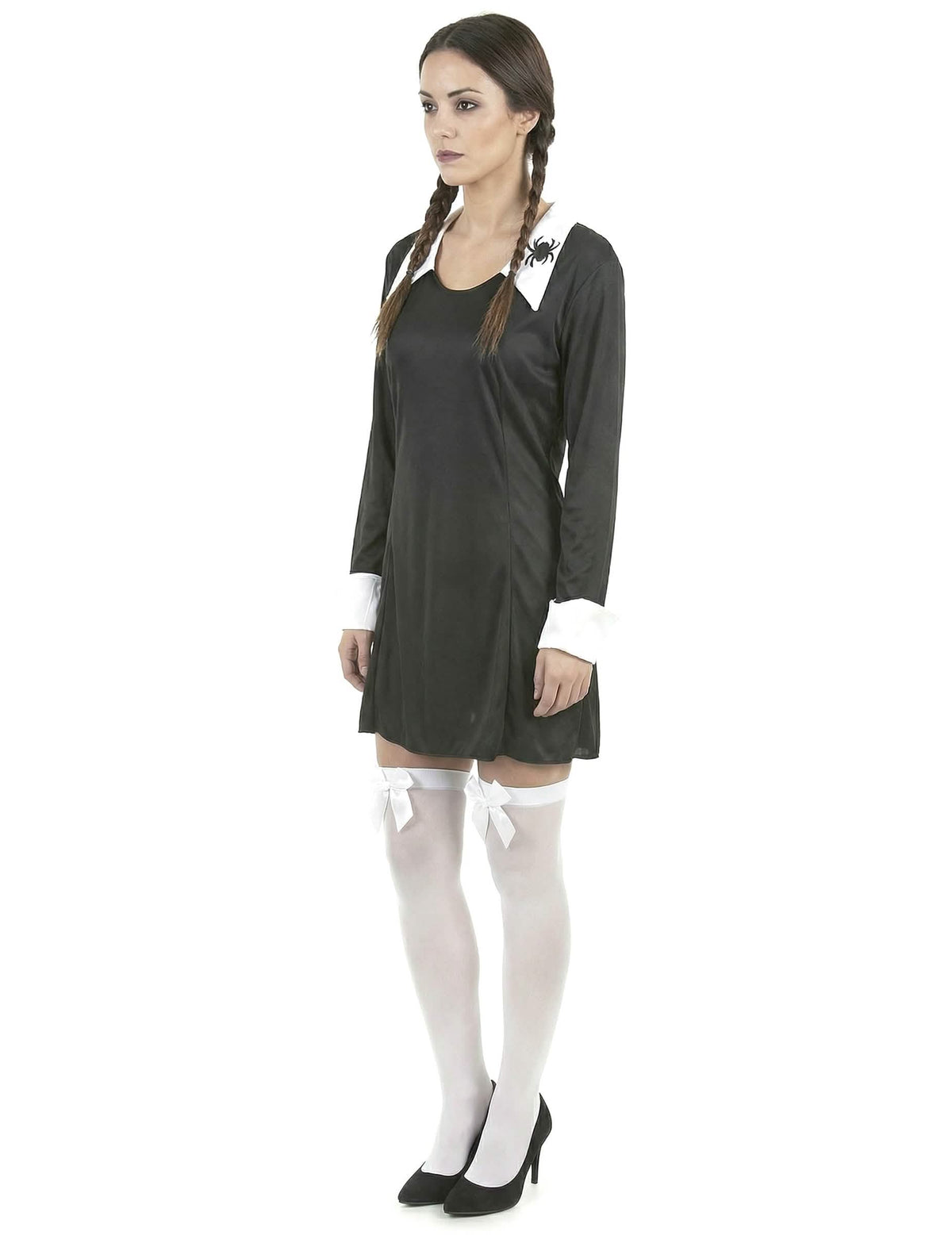 Vista de perfil del disfraz de colegiala halloween para mujer