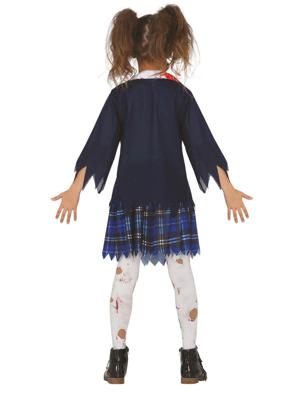 Vista trasera del disfraz de colegiala zombie para niña