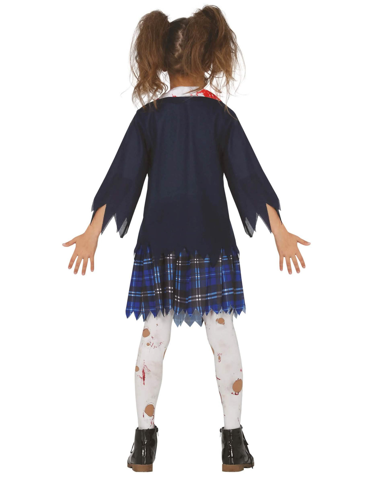 Vista trasera del disfraz de colegiala zombie para niña