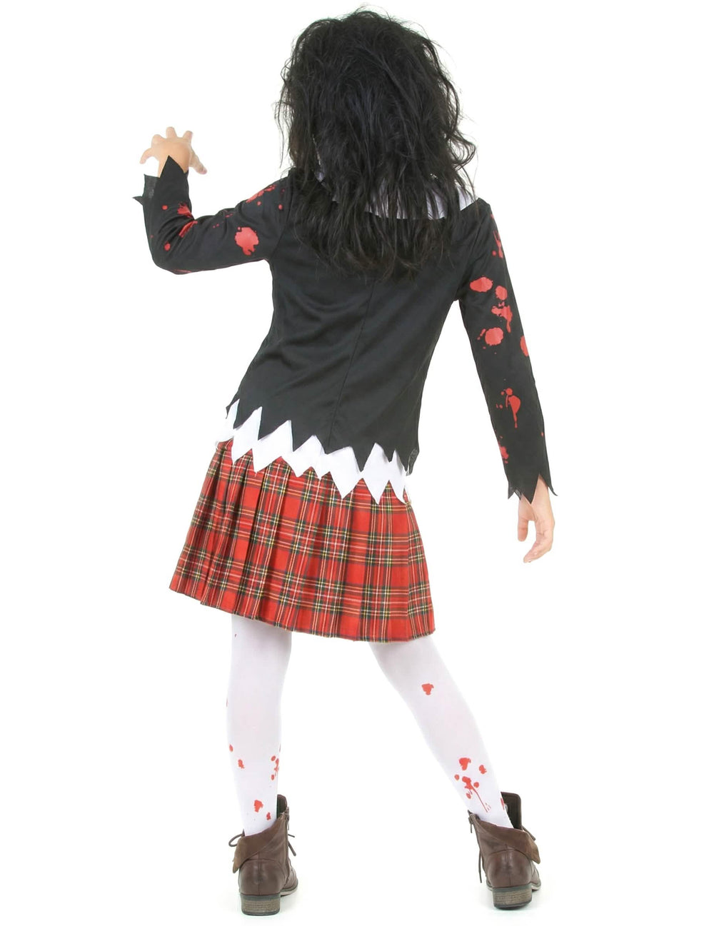 Vista trasera del disfraz de colegiala zombie para niña halloween