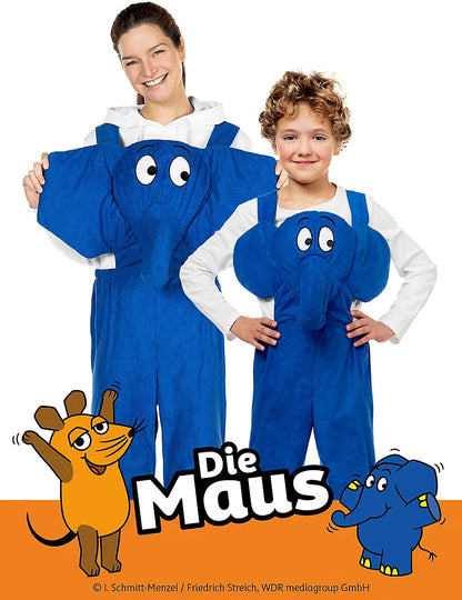Vue du duo adulte et enfant du déguisement éléphant Die Maus