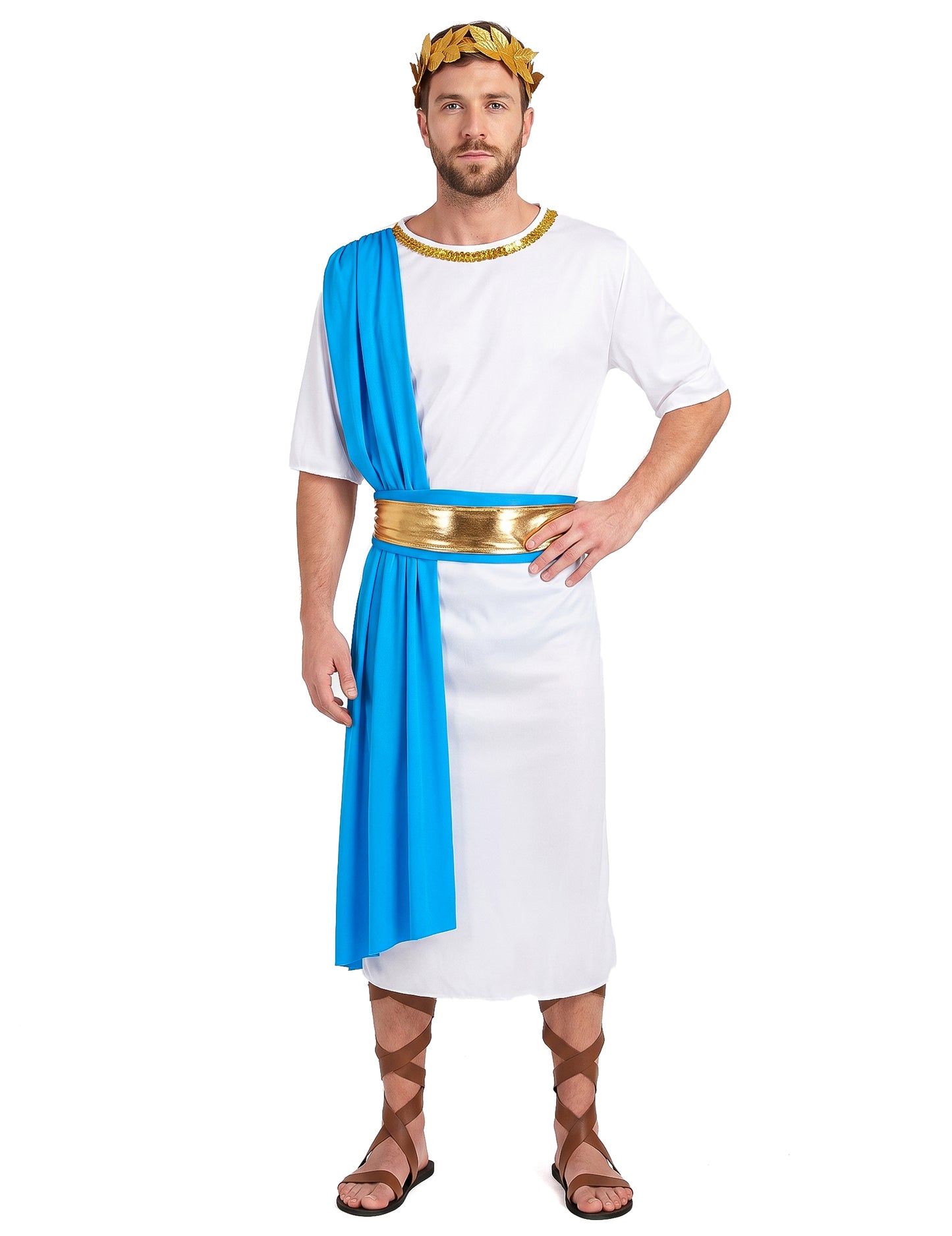 Disfraz de emperador griego azul hombre