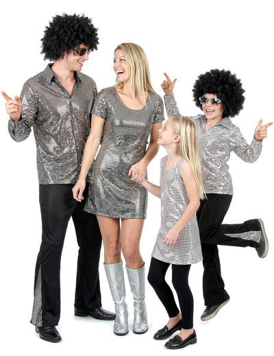 Disfraz de familia disco - plata