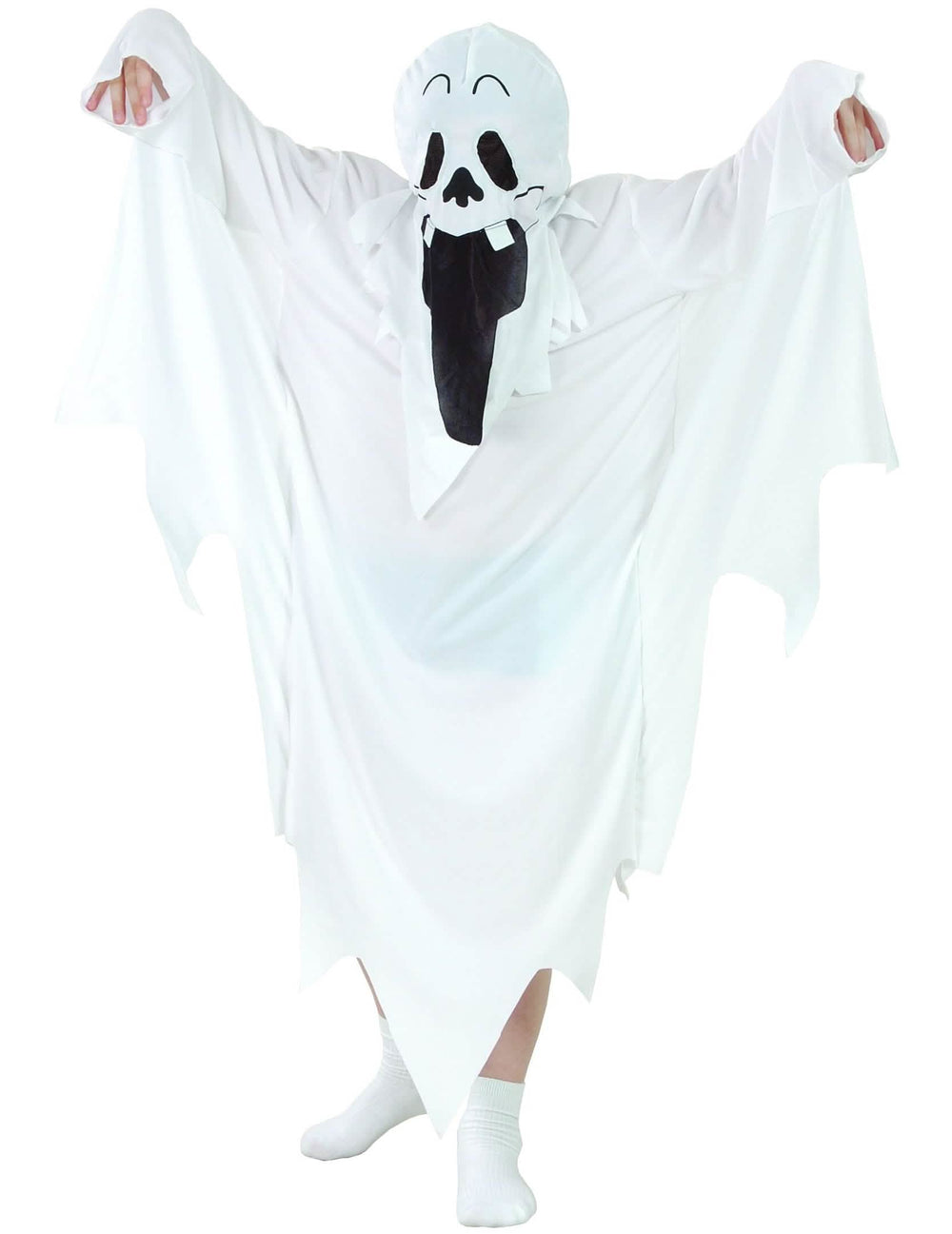 Gros plan sur le masque du déguisement de fantôme Halloween