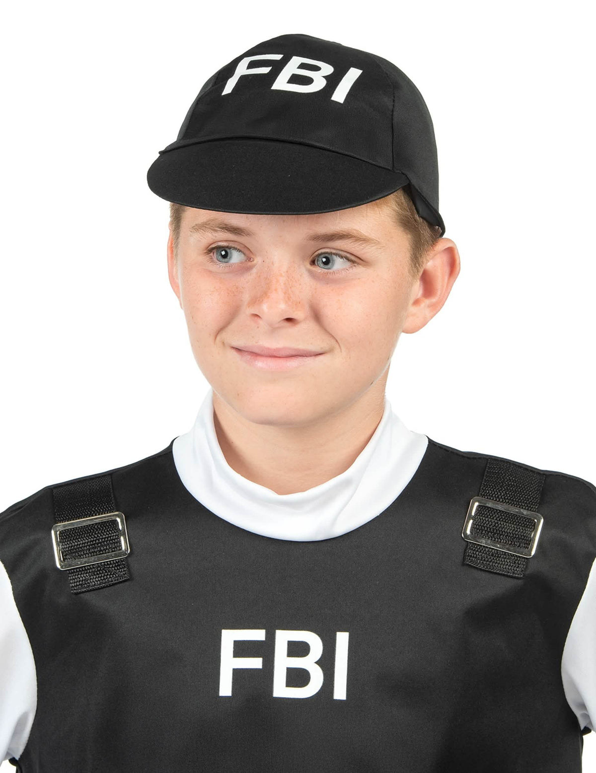 Primer plano de la gorra del disfraz del FBI para niño