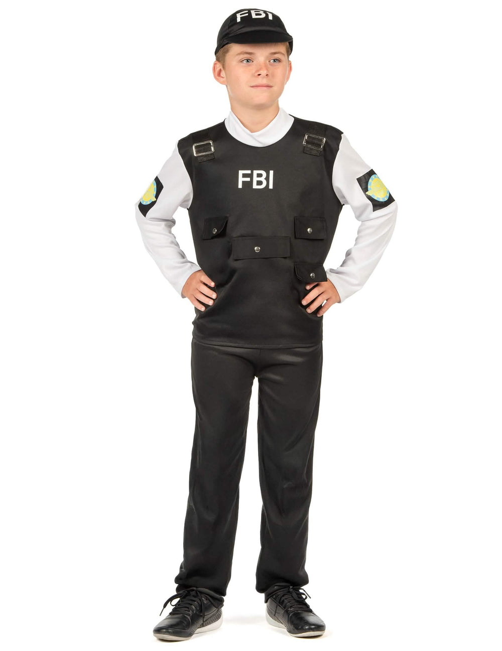 Vista frontal del disfraz FBI para niño