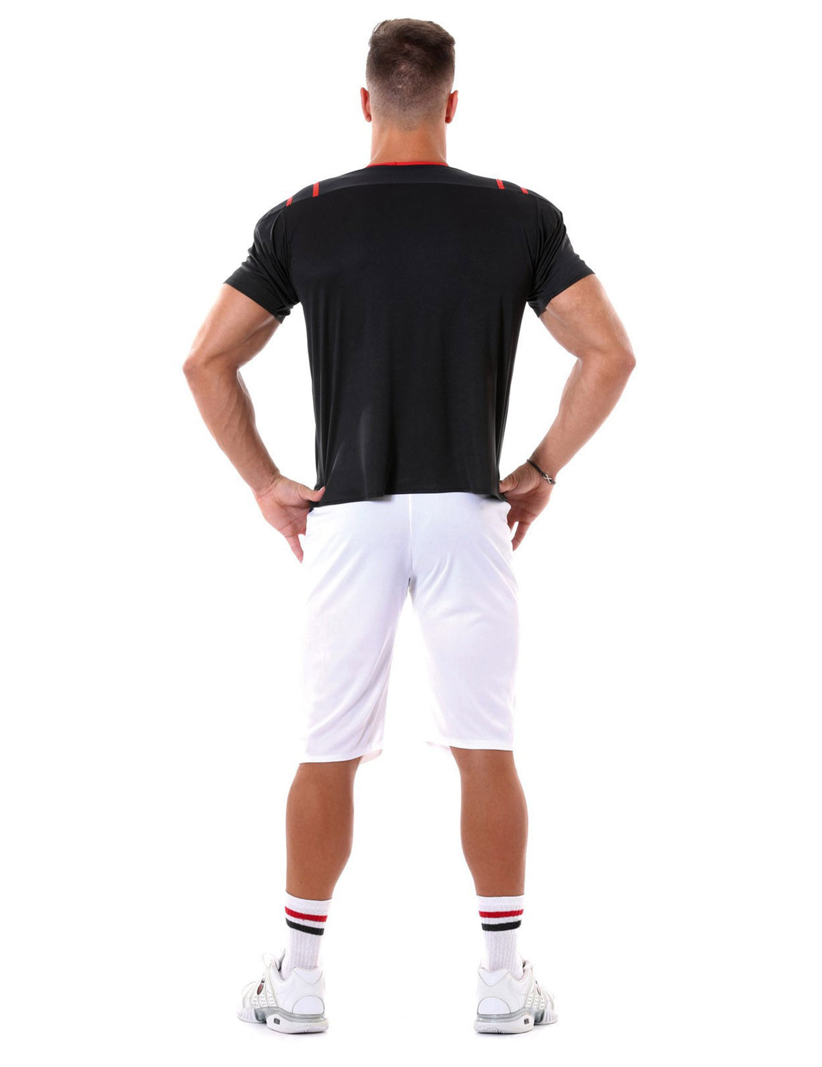 Disfraz De Quarterback Para Adultos - Camiseta Y Pantalón Con Hombreras, Talla L, Negro Y Blanco Disfraz De Quarterback Para Adultos - Camiseta Y Pantalón Con Hombreras, Talla L, Negro Y Blanco