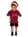 Disfraz de futbolista equipo bélgica para muñeca duende travieso rojo y negro con escudo
