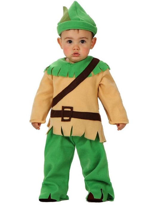 Déguisement garçon des bois pour bébé vert et beige avec chapeau