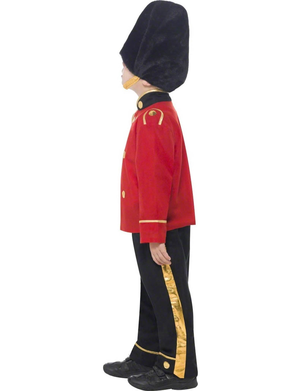 Vista de perfil del disfraz de guardia inglés para niño
