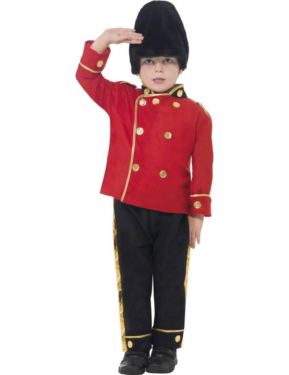 Disfraz de guardia inglés para niño rojo y negro con sombrero