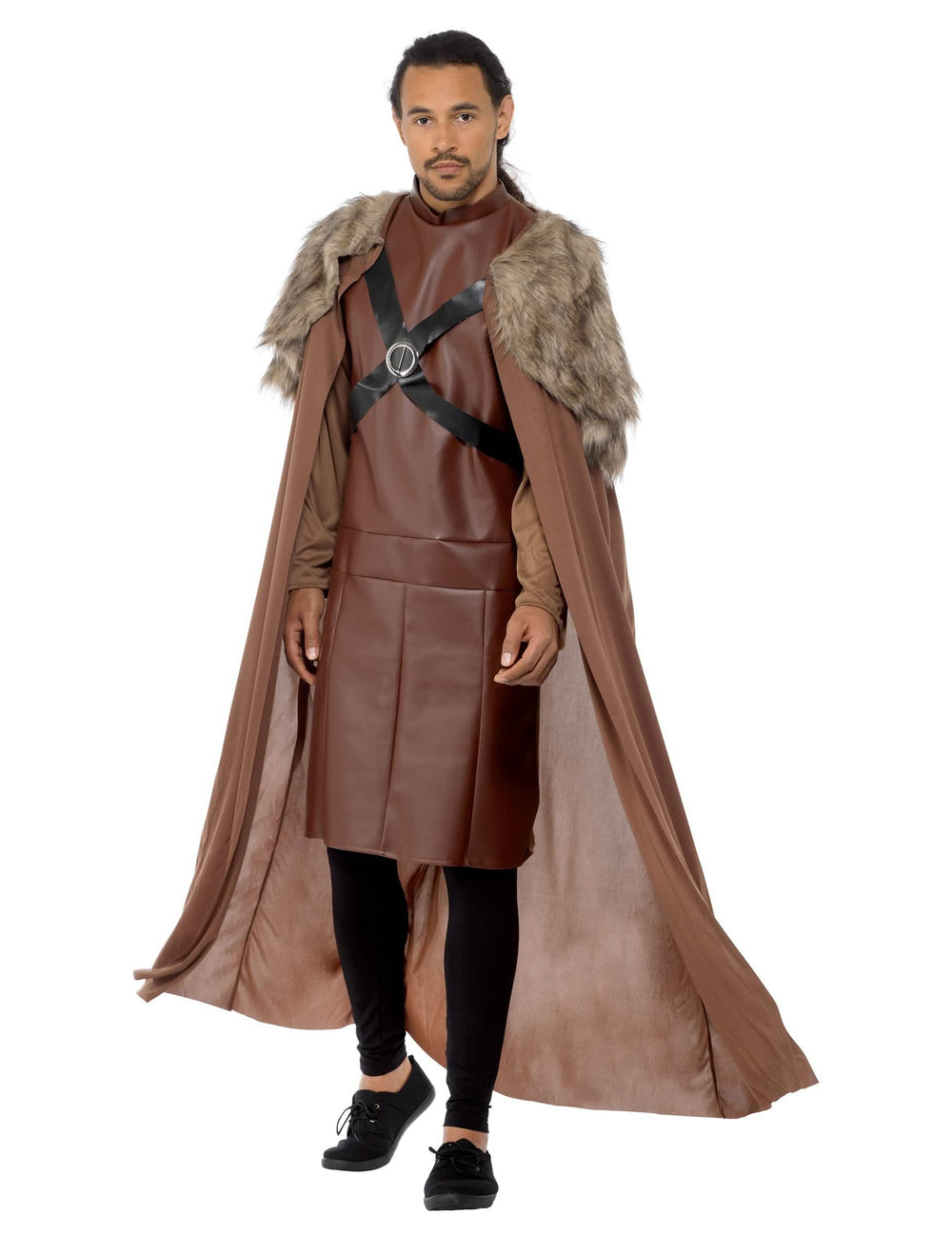 Vista de tres cuartos del disfraz de guardián medieval para hombre