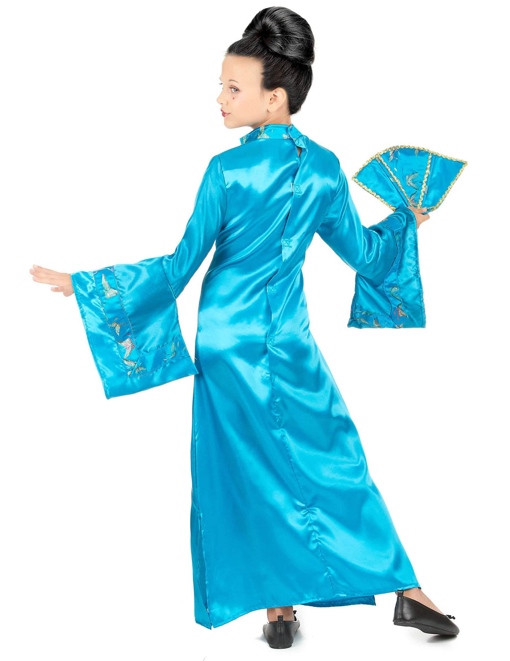 Vista trasera del disfraz de geisha para niña