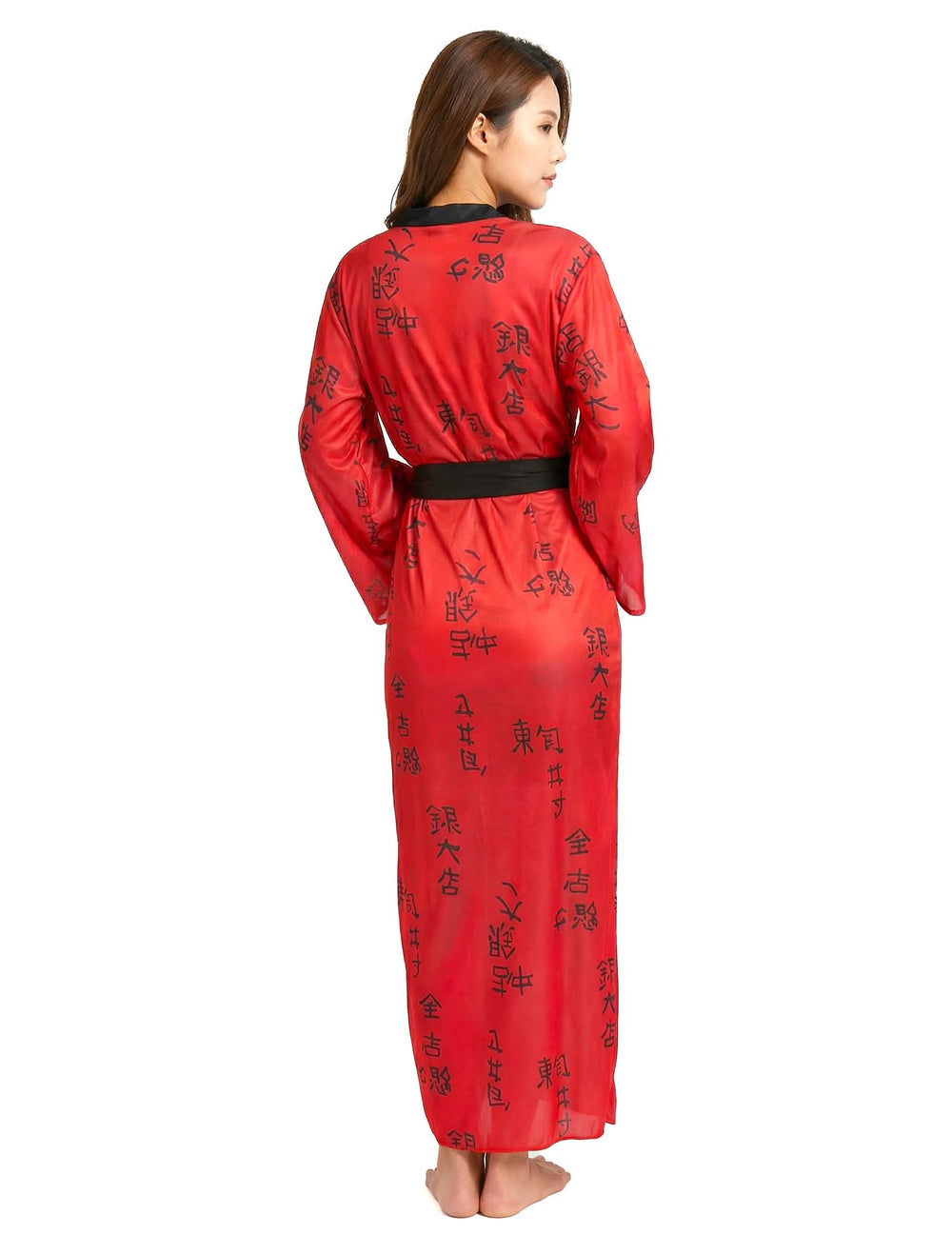 Vista trasera del disfraz kimono geisha
