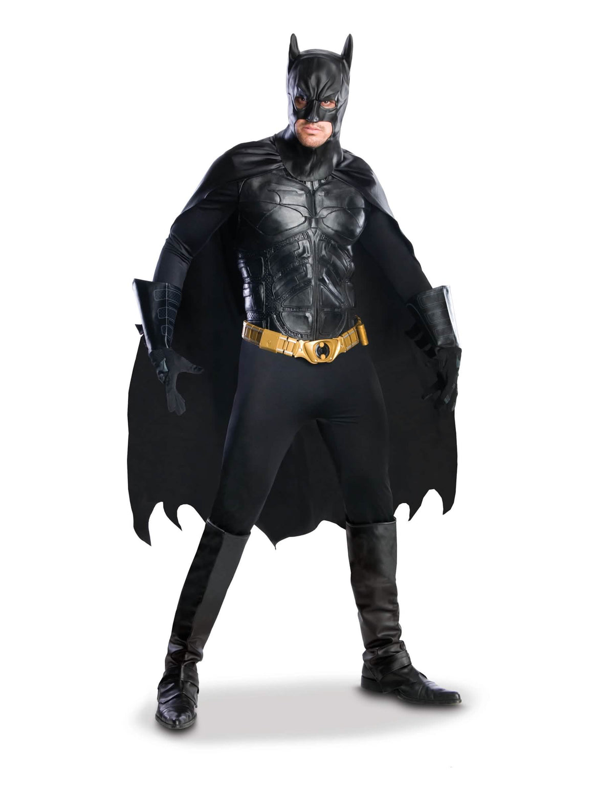 Déguisement grand heritage Batman pour homme noir avec ceinture dorée