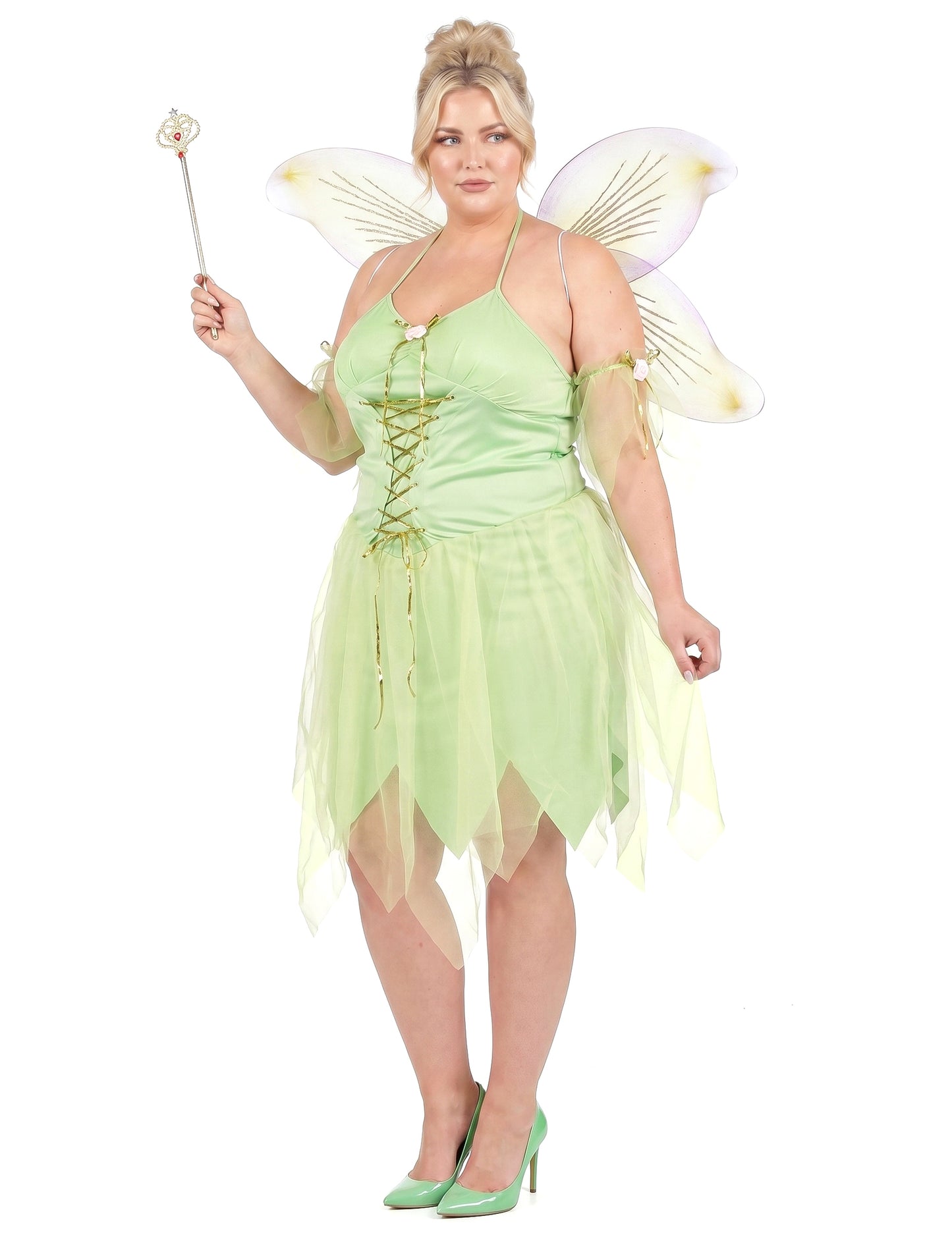 Disfraz sexy de hada verde talla grande para mujer
