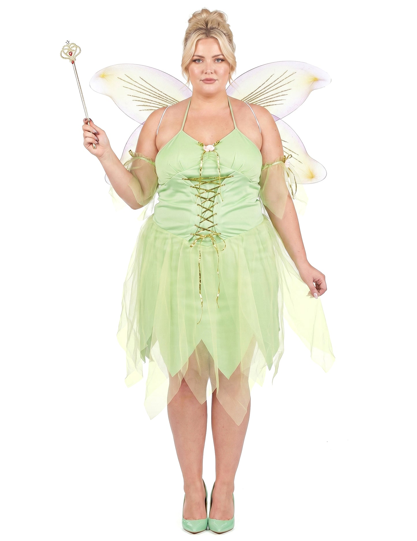 Disfraz sexy de hada verde talla grande para mujer