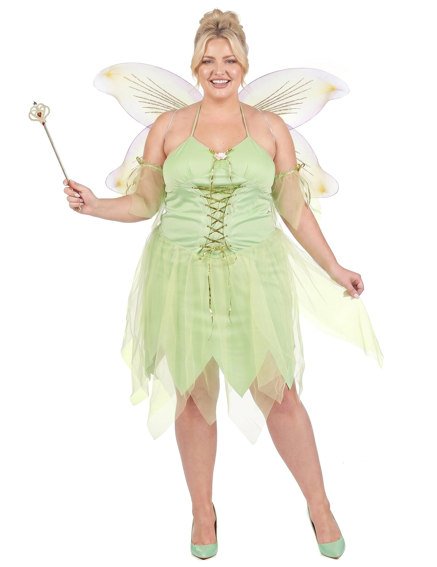 Disfraz sexy de hada verde talla grande para mujer