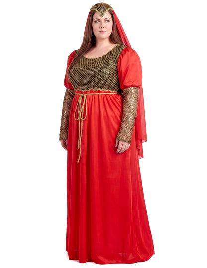 Disfraz medieval de mujer rojo talla grande