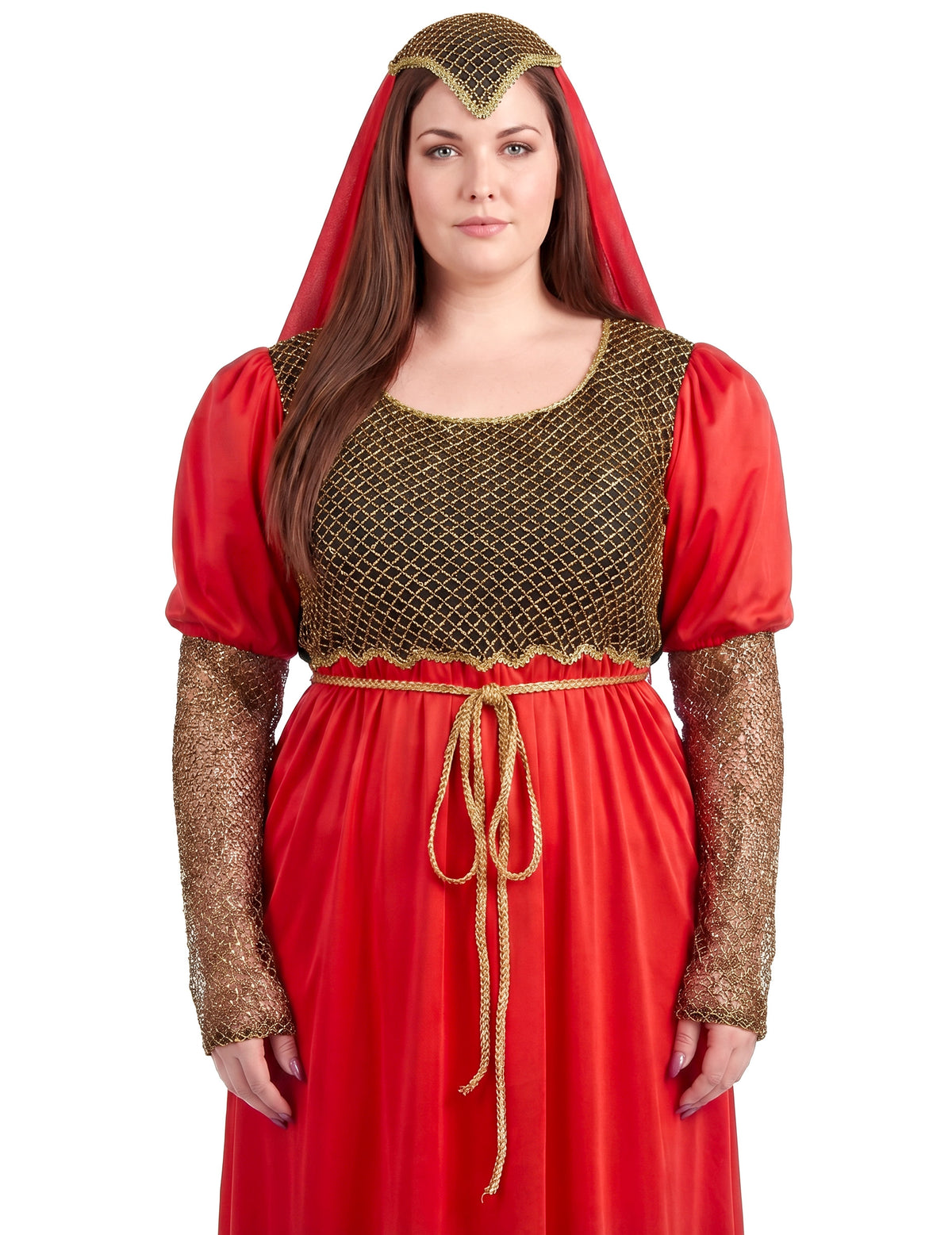 Disfraz medieval de mujer rojo talla grande