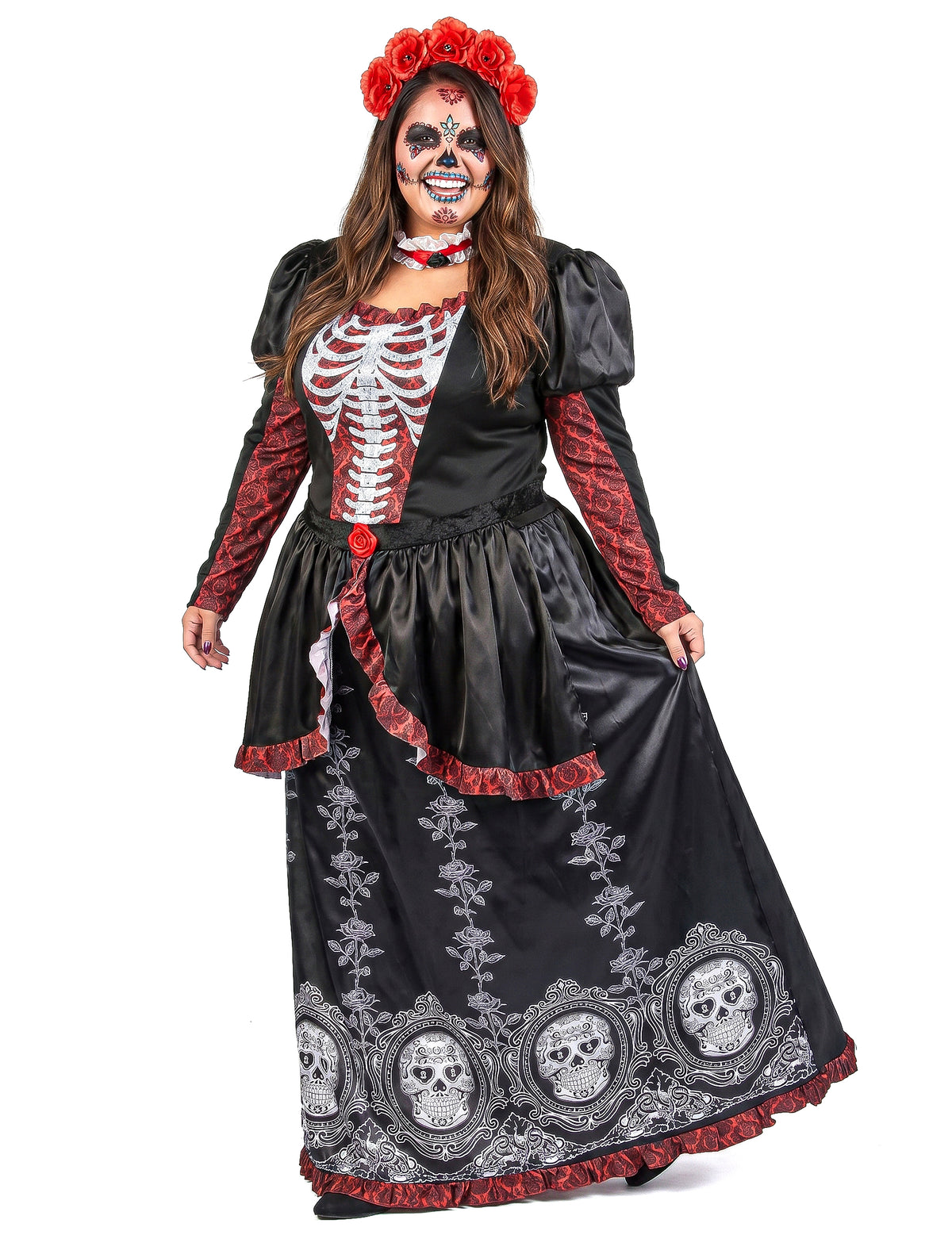 Disfraz de día de los muertos para mujer talla grande