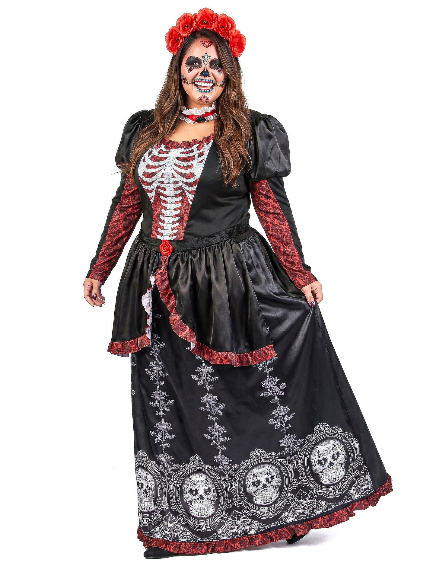 Disfraz de día de los muertos para mujer talla grande