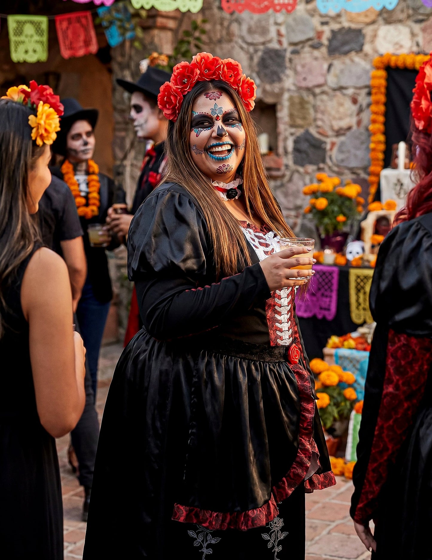 Disfraz de día de los muertos para mujer talla grande