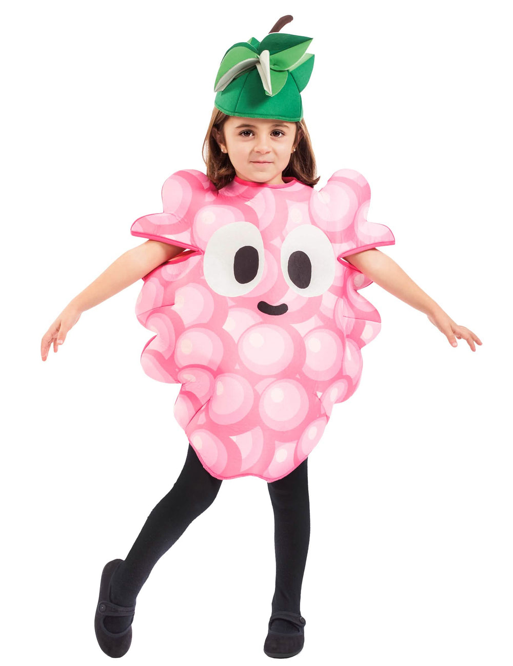 Déguisement grappe de raisin pour enfant rose avec chapeau vert